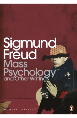 Book cover: "Mass Psychology" by Sigmund Freud, featuring a shadowed figure.