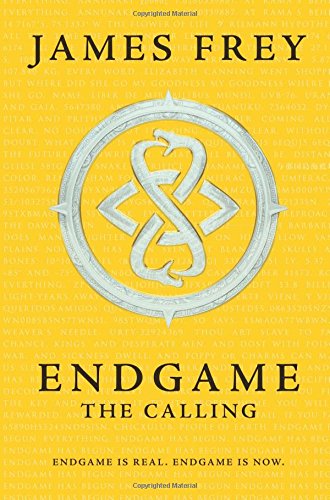 Yellow book cover with a white circular emblem and bold black text: "ENDGAME THE CALLING".