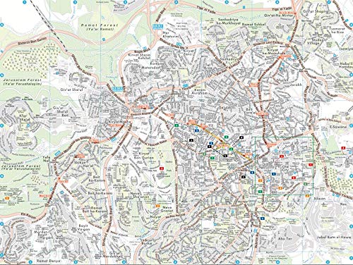 Detailed street map of Jerusalem, with green and black borders.
