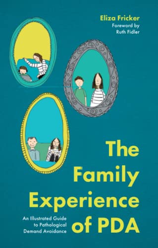 Book cover with three illustrated frames containing cartoon family members on a teal background.