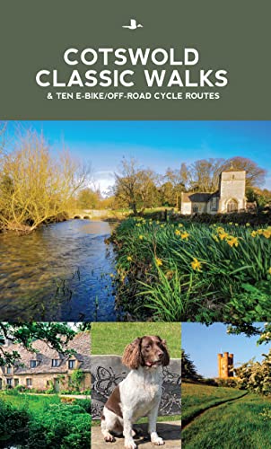 Book cover featuring Cotswold landscapes, a dog, and village scenes.