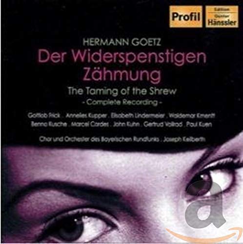 CD cover for “The Taming of the Shrew” opera by Goetz, with eye detail.
