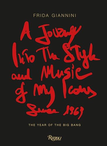 Book cover with red handwritten text: “A Journey into Style Icons since 1969.”