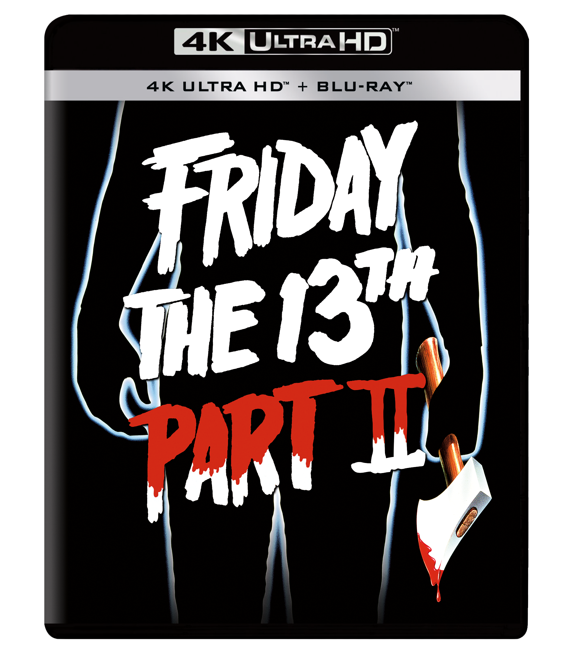 Friday the 13th Part II" Blu-ray cover with a machete and dripping text.
