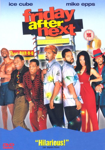 DVD cover featuring the cast of Friday After Next standing in front of a shop.