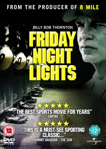 “Friday Night Lights” DVD cover featuring Billy Bob Thornton and footballs.