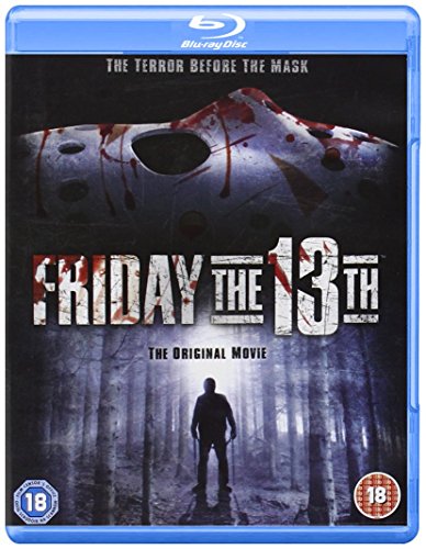 Friday the 13th" Blu-ray cover with a bloody hockey mask and forest scene.