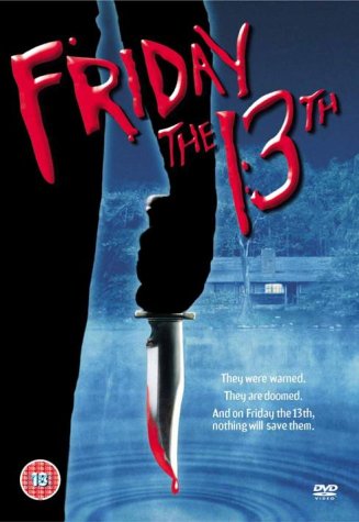 A horror movie DVD cover with a large knife and a dark silhouette.