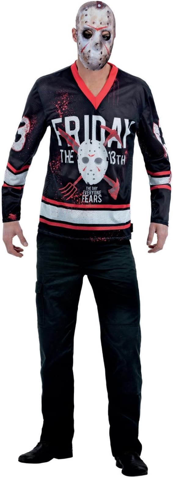 Hockey jersey with “Friday the 13th” and Jason Voorhees mask graphic.