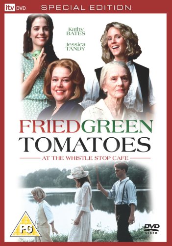 DVD cover for Fried Green Tomatoes featuring four main actors and a lake scene.