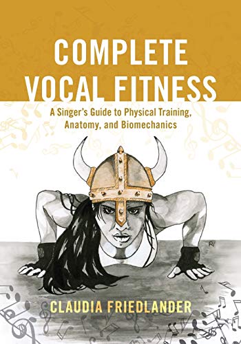Book cover featuring a woman in a viking helmet doing push-ups with musical notes.