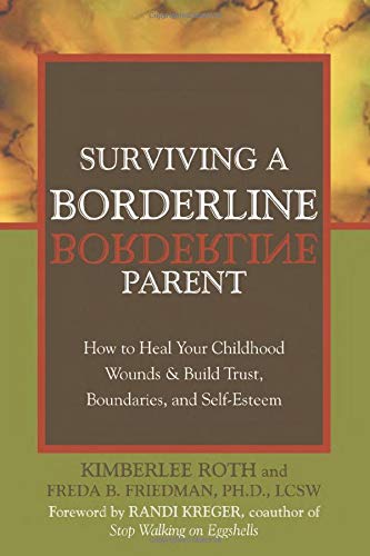 Book cover: "Surviving a Borderline Parent" with red and brown text.