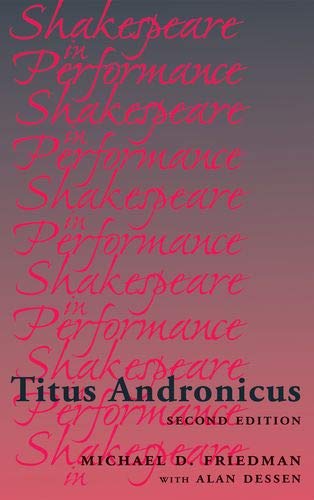 Book cover for Titus Andronicus with repeating red text on a dark gradient background.