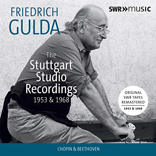 CD cover featuring pianist Friedrich Gulda in a black suit, side view.