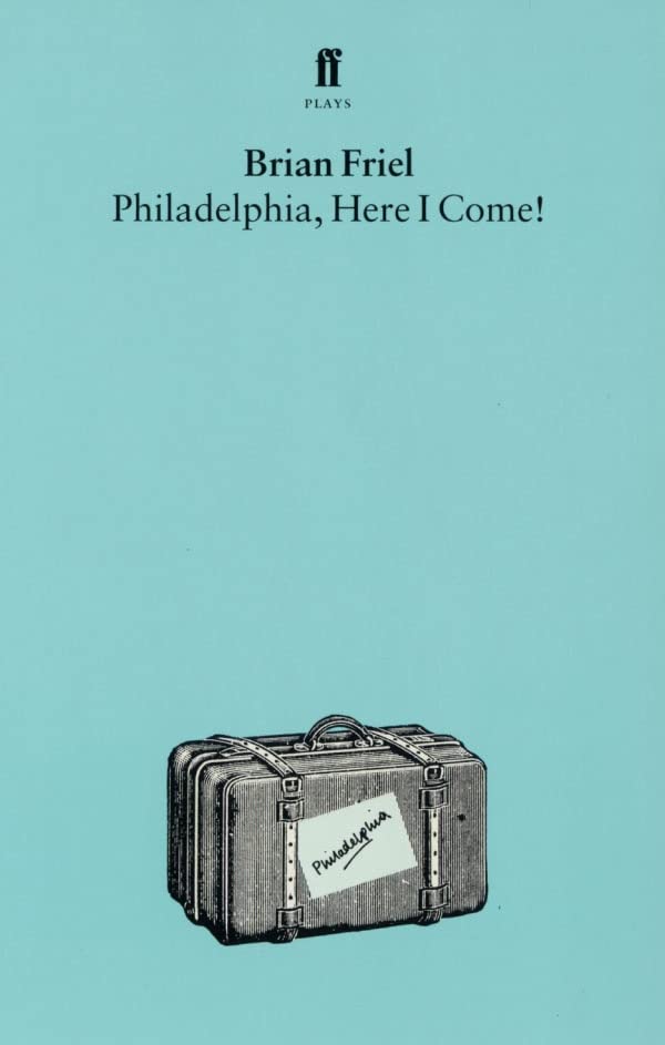Play script cover with title, author, and illustration of a suitcase.