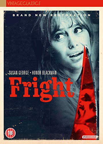 DVD cover for "Fright" featuring a woman and a red knife.