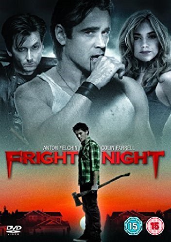 "Fright Night" DVD cover featuring three actors and a man holding an axe.