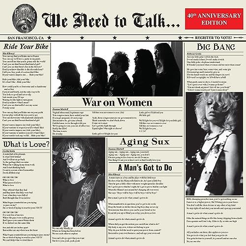 Vinyl record cover: collage of newspaper clippings and band photos.