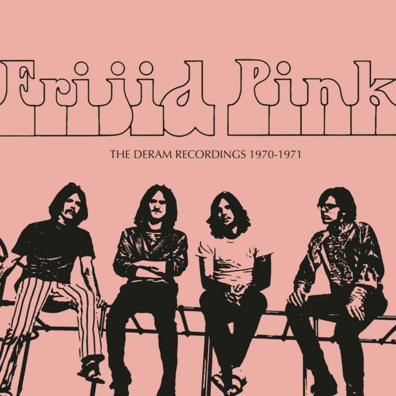 Frijid Pink album cover with four band members in black silhouette on pink background.