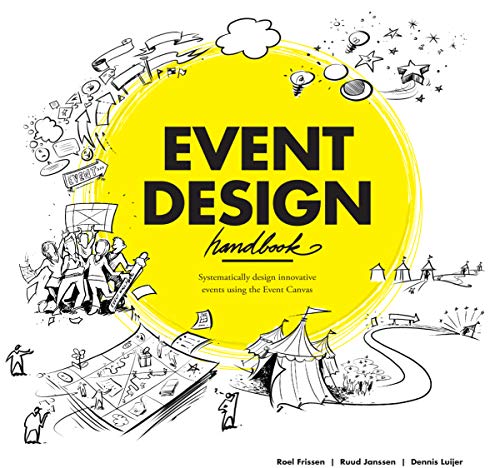 Book cover with hand-drawn illustrations around bright yellow "EVENT DESIGN" text.