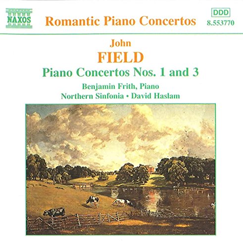 CD cover for John Field piano concertos with a pastoral landscape.