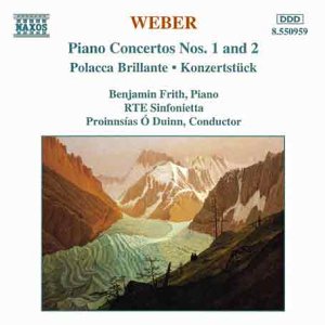 CD cover for Weber piano concertos with a mountain landscape.