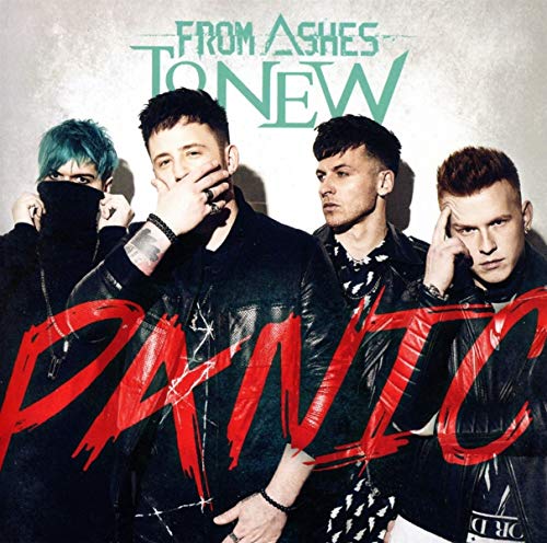 CD cover for From Ashes To New’s “Panic,” featuring four men in black.