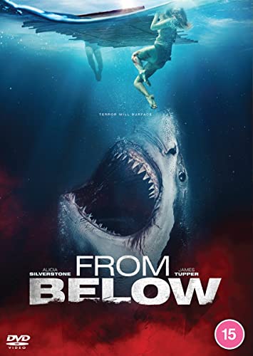 DVD cover for "From Below" featuring a shark and swimmer underwater.