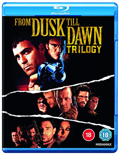 From Dusk Till Dawn" trilogy Blu-ray cover with cast portraits and guns.