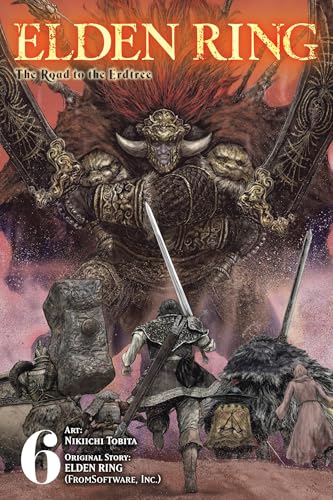 Elden Ring manga volume 6 cover: armored figures face a large, horned beast.