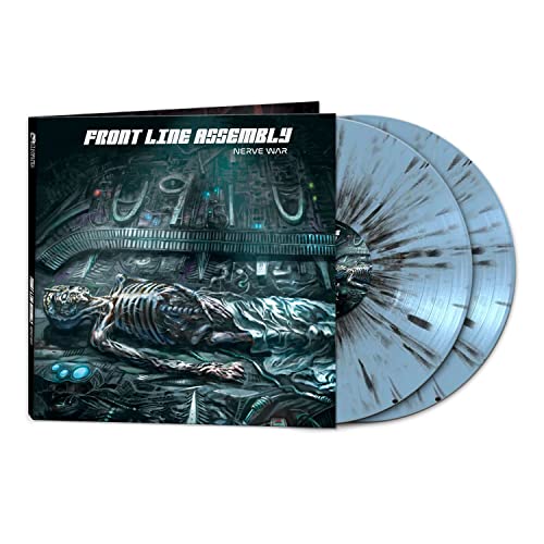 Front Line Assembly "Nerve War" vinyl record with dark, futuristic cover art.