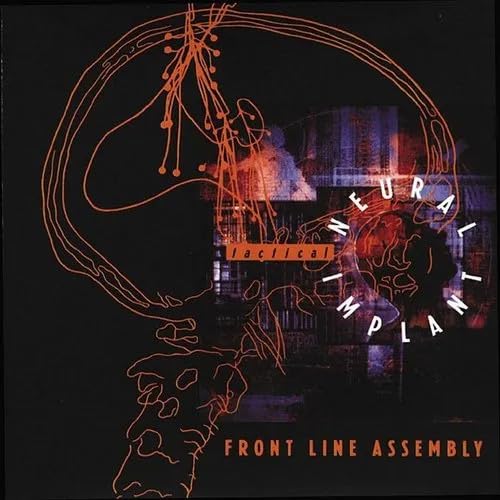 Album cover with orange line art of a head and city on blackBSS black background.