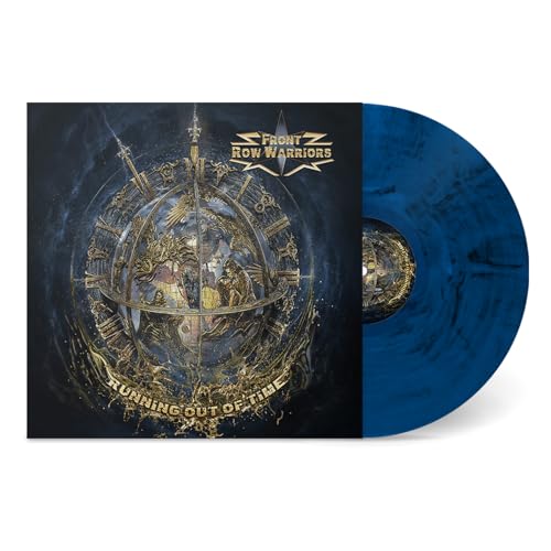 Vinyl record with ornate clock face cover art, blue and black swirl.