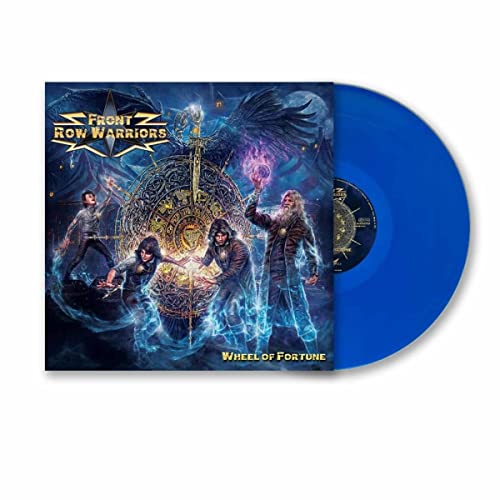 Front Row Warriors Wheel of Fortune album cover art next to a blue vinyl record.