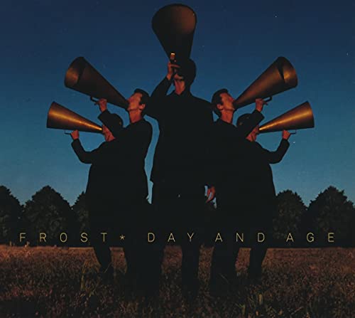 Album cover: four silhouetted figures holding megaphones against a dark blue evening sky.