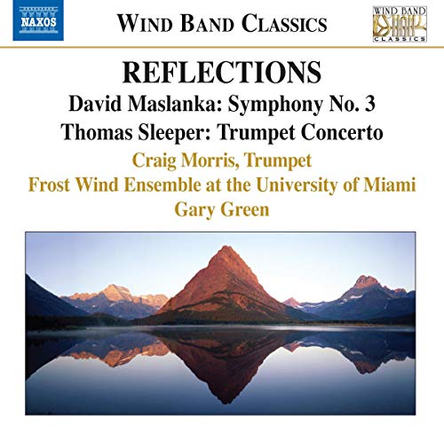 CD cover featuring text about David Maslanka and Thomas Sleeper above a mountain lake reflection.