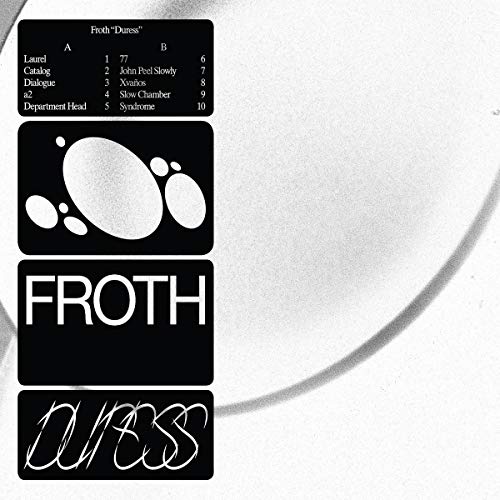 CD cover for Froth’s “Duress” with abstract white shapes on black.