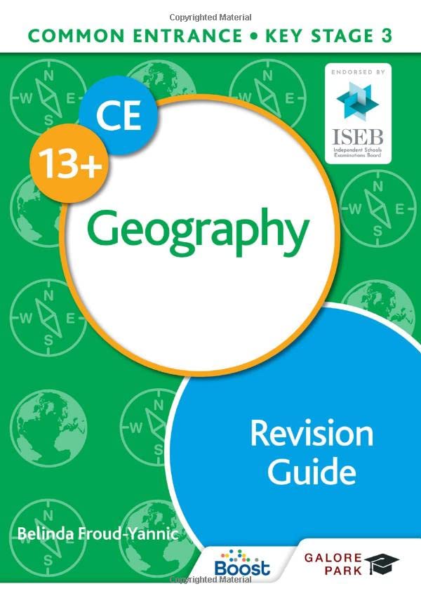 Green cover of “Common Entrance 13+ Geography Revision Guide” with compasses.