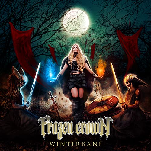 Fantasy album cover featuring a woman with swords and a wintry landscape.