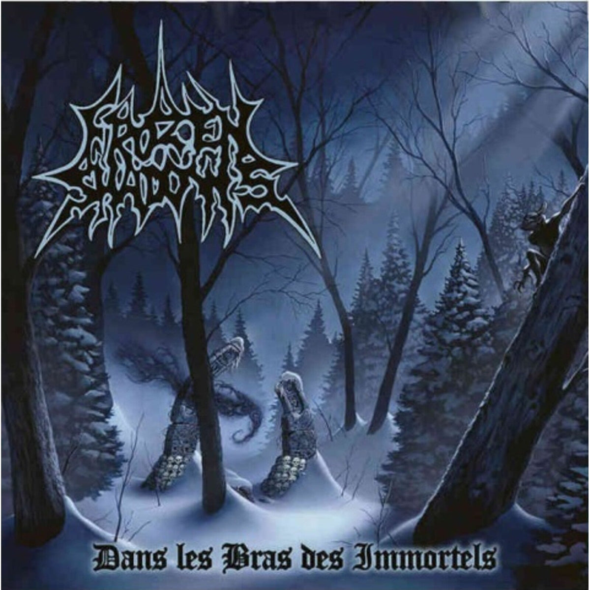 Dark winter forest scene with band logo and album title text.