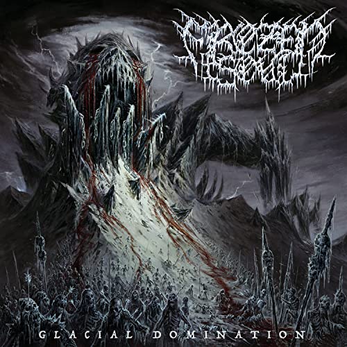Dark fantasy album cover depicting a frozen, jagged mountain and figures.