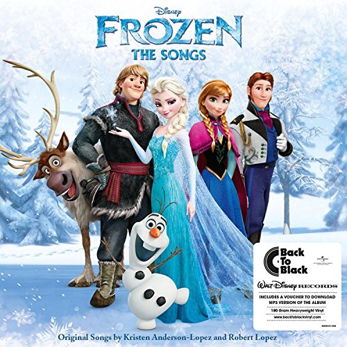 Frozen characters Anna, Elsa, Kristoff, Sven, and Olaf on album cover.