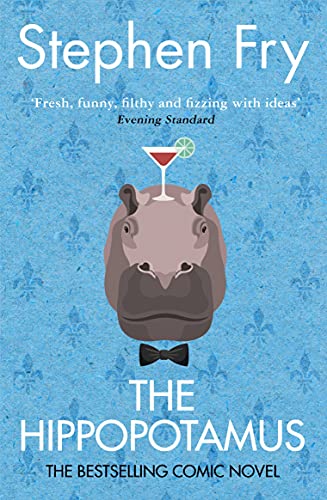 Book cover: illustrated hippo in a bow tie on a blue floral background.