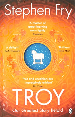 Ancient Greek-inspired cover with text and possibly illustrations of mythological figures and Troy scenes.