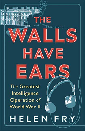 Book cover featuring a large house, headphones, and the title The Walls Have Ears.
