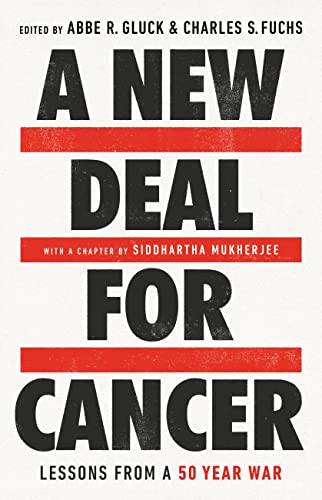 Book cover: "A New Deal for Cancer" with bold, stacked black and red text.