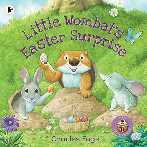 Book cover: Little Wombat with Easter egg, bunny, and bilby.