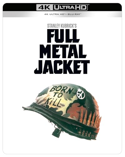 Full Metal Jacket" Blu-ray cover with helmet and title in bold text.