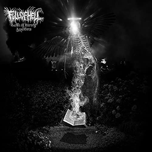 Black and white album cover depicting a skeletal angel over a grave.