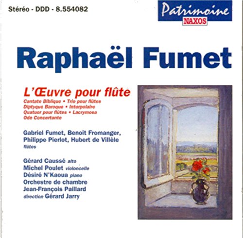 CD cover for Raphaël Fumet’s “L’Oeuvre pour flûte” with floral painting.